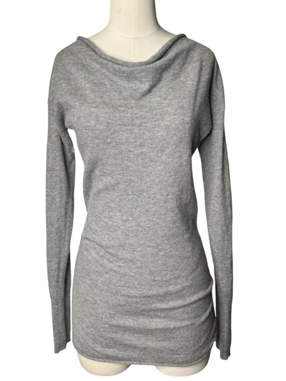 Athleta Drishti Gray Off-Shoulder Open-Back 100% Cashmere Sweater - Picture 6 of 8